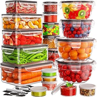 JSCARES 40-Pack Airtight Food Storage Containers with Lids - Leakproof BPA-Free Meal Prep Set, Microwave/Dishwasher/Freezer Safe w/ Labels & Pen