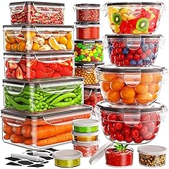 40 PCS Food Storage Containers with Lids Airtight (20 Lids &20 Containers) - Leakproof Meal-Prep Containers for Kitchen Storage Reusable Plastic Microwave/Dishwasher Safe with Labels & Pen