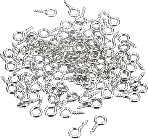 Miniatura 30 de uxcell 300 ganchos pequeños de ojo de tornillo con rosca, tornillos roscados, tornillo autorroscante de 0.31 x 0.39 pulgadas para hacer joyas, Negro