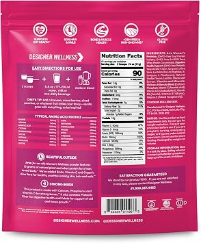 Designer Wellness, Aria, Women's Wellness Low Calorie Vanilla Protein Powder with Biotin, Vitamin C and Organic Aloe, Vanilla Blossom, 1.85 Pound
