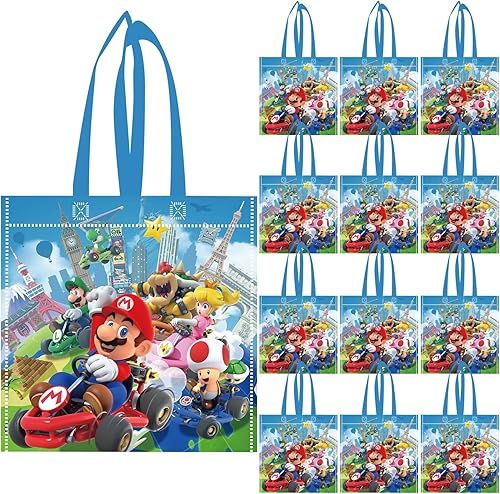 12 bolsas de recuerdo de fiesta de Superbrother, bolsas reutilizables no tejidas, bolsas de regalo de súper hermano, bolsas de dulces para