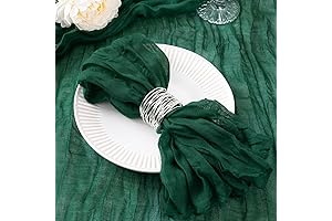 Emerald Green Napkins: Bulk Set of 12 Premium Boho Cheesecloth Dinner Napkins