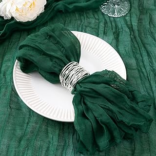 50 Pack Emerald Green Cheesecloth Napkins Fall Thanksgiving Cloth Napkins Set of 50 Dark Green Dinner Table Napkins Bulk 21x21 Inches for Thanksgiving Wedding Bridal Shower Baby Shower Xmas