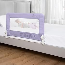 ComfyBumpy 1-Pack Bed Rail for Toddlers 35.5 L x 19.5 H | Toddler Bed Rails for Twin, Full & Toddler Bed Size | Swing Down Bed Rail Guard | Baby Bed Side Rail for Kids | Purple