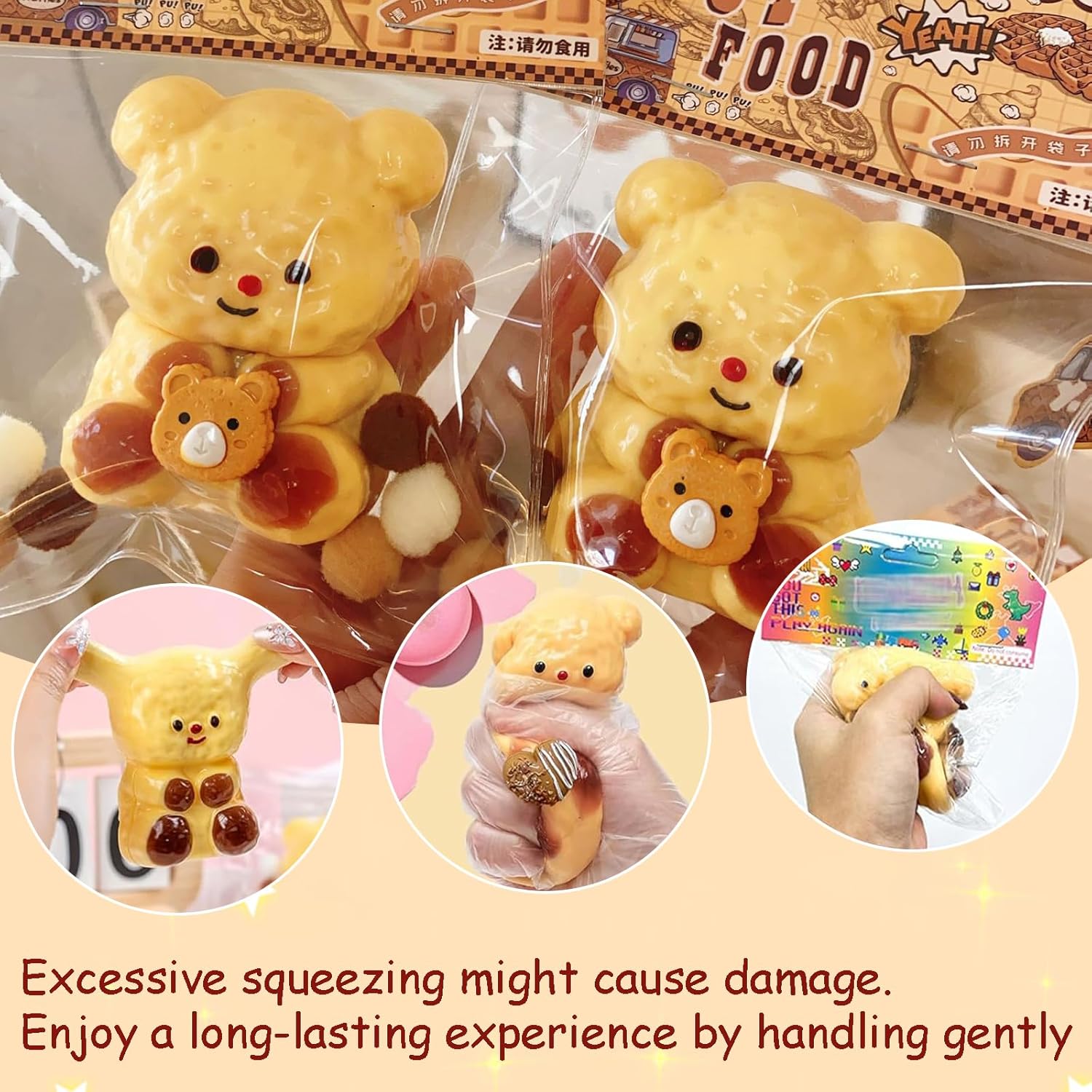 Adorable Taba Squishy Bear, Handmade Squishy Bear Stress Relief Toys for Adult/Kids, Cute & Soft Sensory Fidget Toys, Perfect Squeeze Toys Gift for Desk Toys, Party Favors, and Easter Gifts(1Pcs)