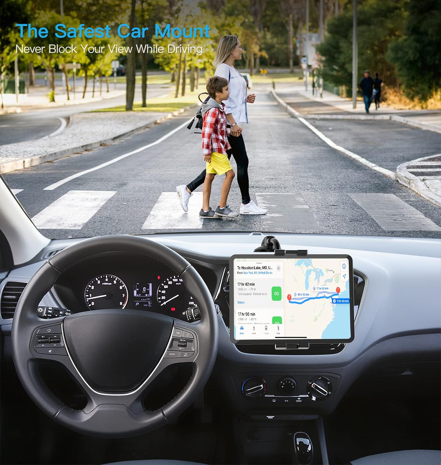 Car Dashboard Tablet Holder, Gooseneck Car Dash Tablet Mount Suction with Flexible Long Arm for 4-13" Devices, iPad Pro Air Mini, Fire, iPhone 15 Pro Max and 4-12.9" Phones & Tablets
