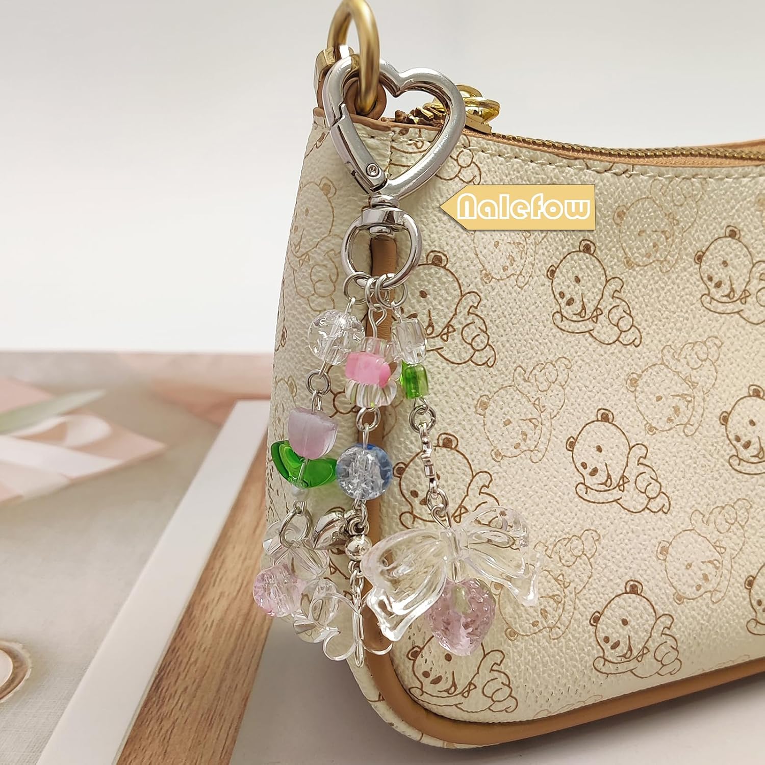 Keychain Bag Accessories Cute Cherry Strawberry Flower Keychains Accessories Decor for Keys Bags Purses Gift - Image 3