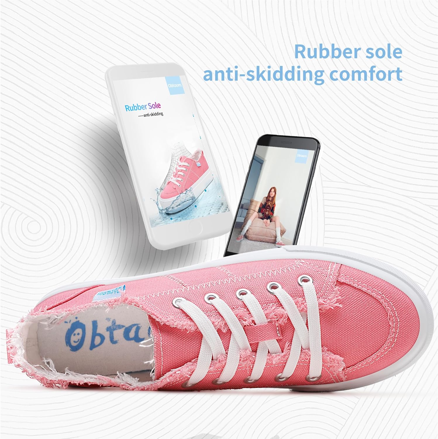 Obtaom Women Platform Canvas Sneakers White Comfort Play Fashion Sneakers Casual Lift Platform Lace Up Shoes Cute Low Top Walking Shoes for Lady - Image 4