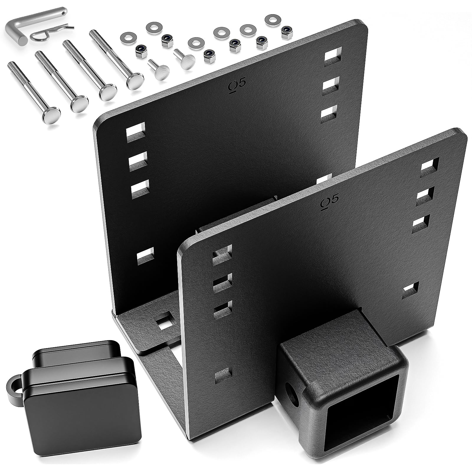 YZONA RV Bumper Hitch Receiver, 2" Tow Hitch Trailer, 3500 LBS Capacity Fits 2 inch to 4 inch Rear Beams, Towing Adapter Openning for Camper Cargo Carrier Bike Racks RV Tire Carrier Ball Mounts