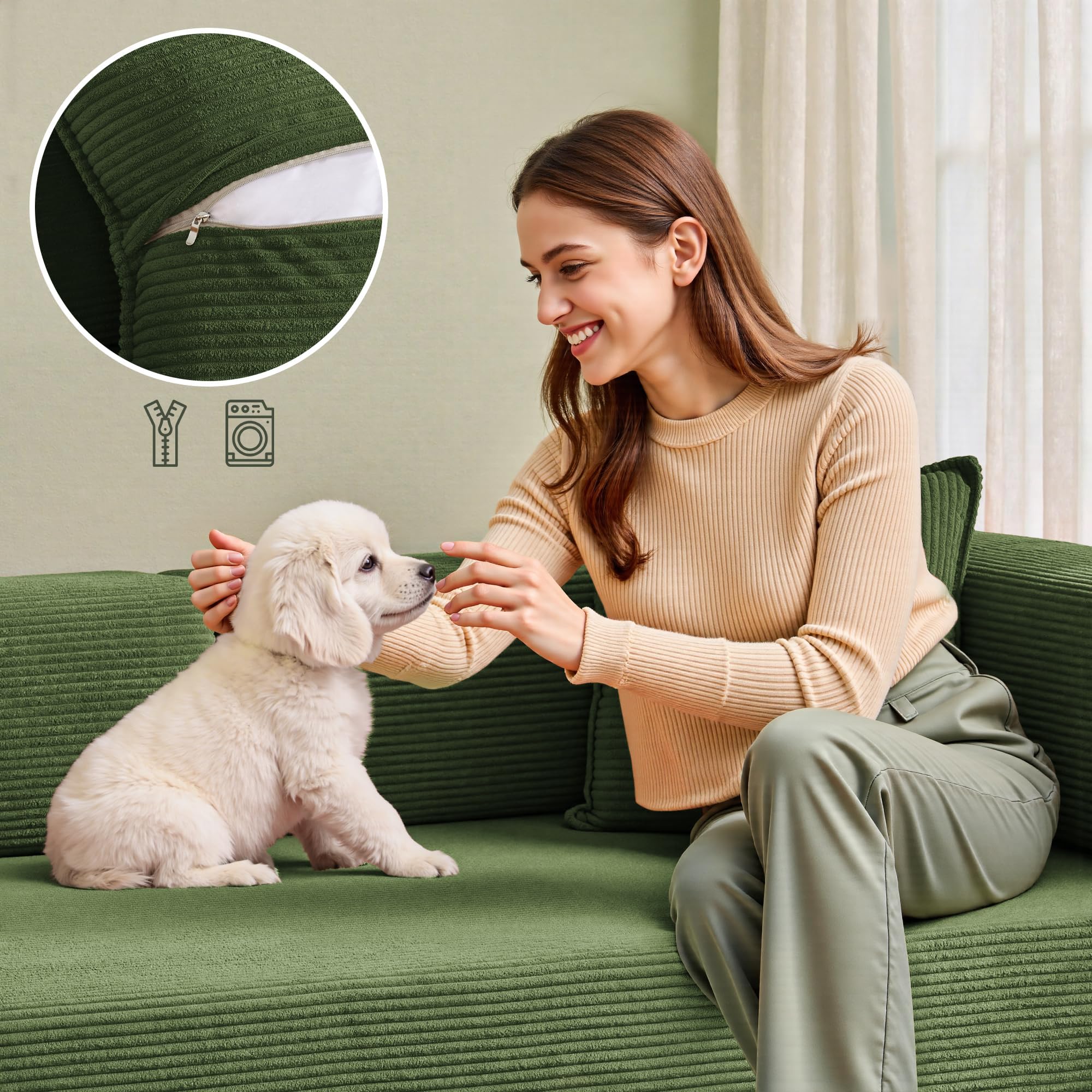 YINIX Divano Letto Pieghevole 200cm Super King, Divano Modulare Futon Boneless, Velluto a Coste con Telaio in Metallo, Materasso da Terra 3 Posti, Base Antiscivolo, Rivestimento Lavabile