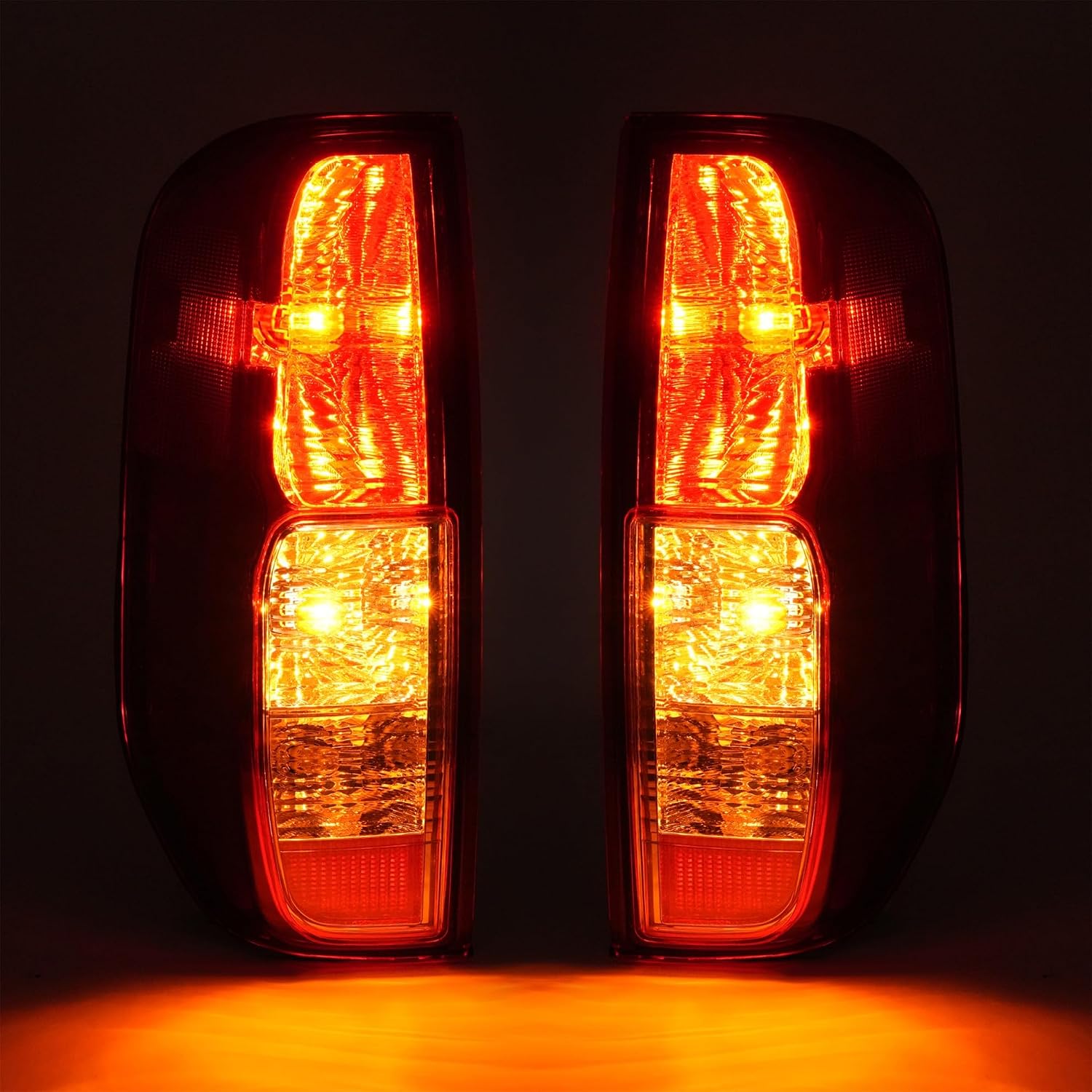 HECASA Pair Tail Lights Halogen w/Bulbs Compatible with 2005-2021 Nissan Frontier Rear Brake Lamp Red Lens Driver & Passenger Side Replacement for NI2801206 NI2801170 NI2800206 NI2800170