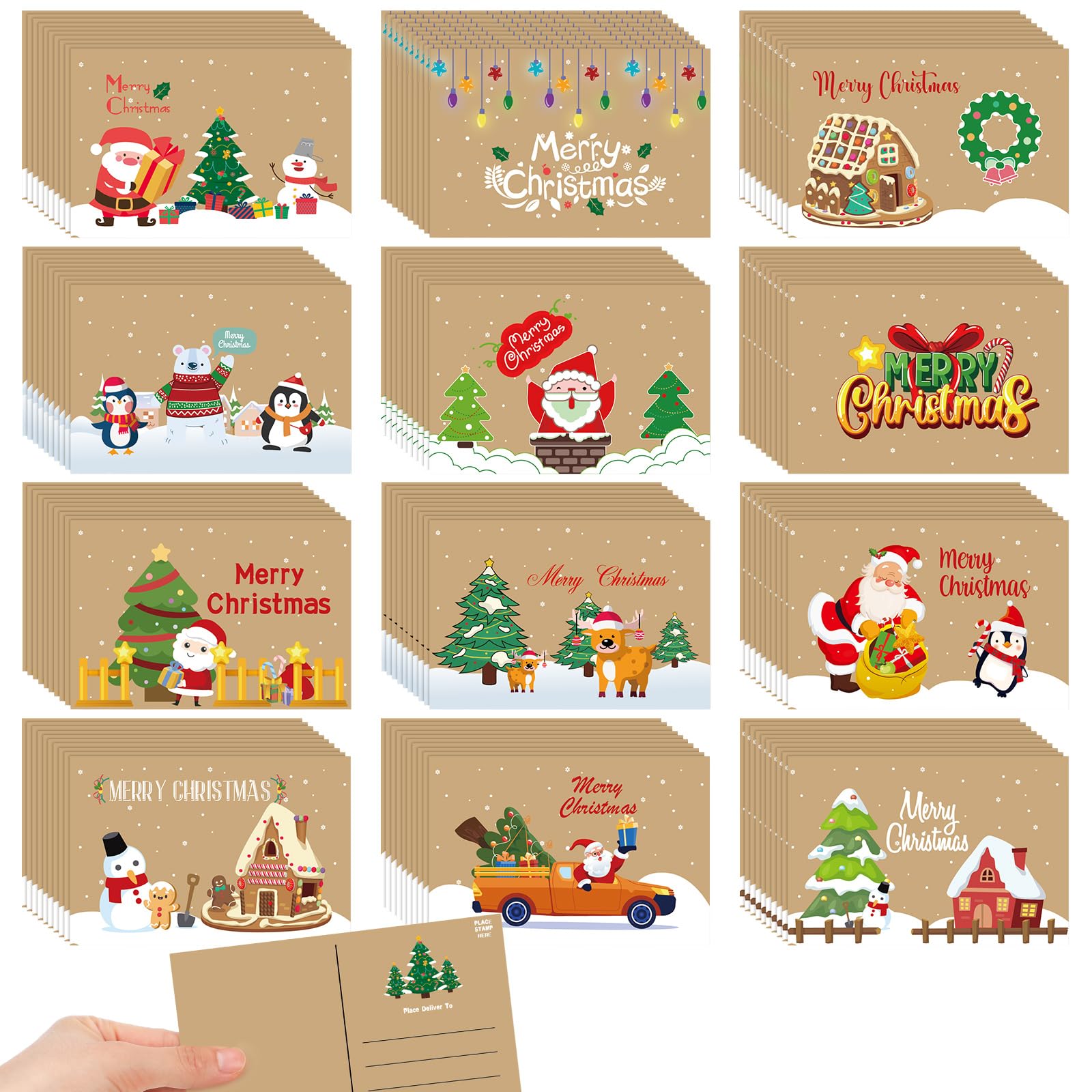 Kosiz 120 Pcs Snowman Christmas Cards Bulk 4 x 6 Inch