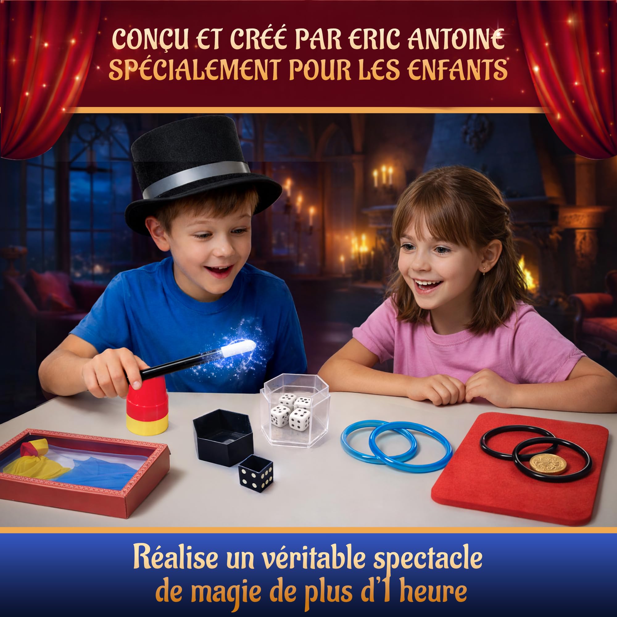 Megagic Eric Antoine Coffret de tours de magie pour enfants dès 7 ans | Cadeau d'anniversaire pour Garçon et Fille 7-8-10-12 | Jeu Éducatifs | Jouet pour enfant avec plusiers tours de magie