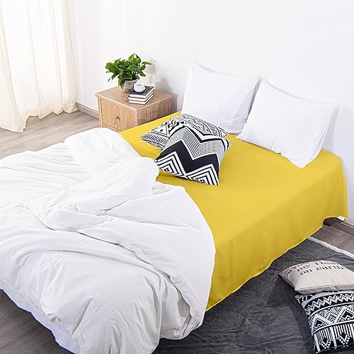 Vista 159 de BEDSUM Sábana encimera de microfibra tamaño individual, de lujo, 1800 hilos, resistente a las arrugas y a la decoloración, color blanco