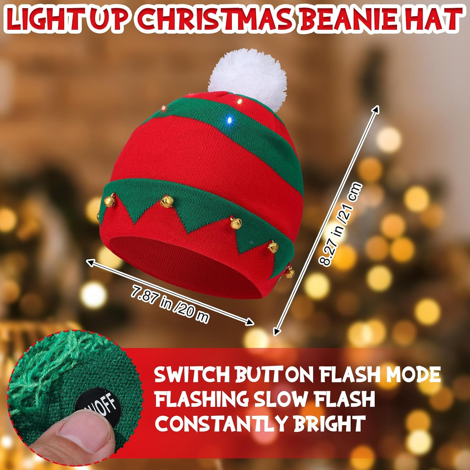 Liitrsh 20 Pcs Light up Christmas Hats LED Christmas Beanie, Xmas Sweater Beanie 20 Styles, Flashing Winter Knitted Cap Gifts Holiday Party Favors for Adults