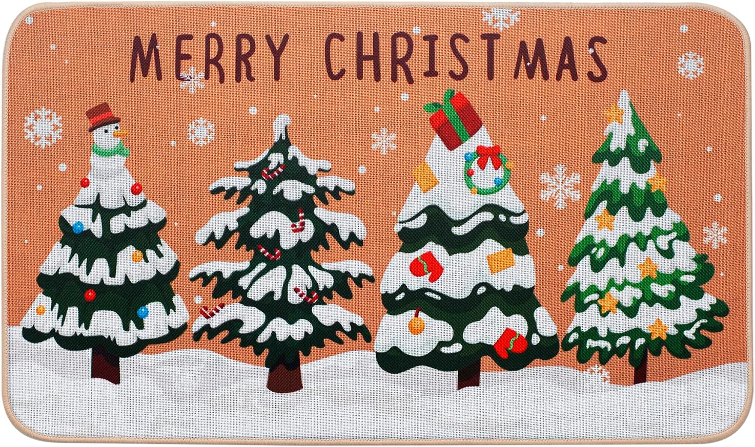 SUNEZLGO Christmas Door Mat Outdoor, 28 x 16 Christmas Door Mat Front Door Indoor, Anti-Slip Christmas Doormat, Christmas Welcome Mat, Christmas Jute Winter Snow Snowflake Christmas Tree Door Mat