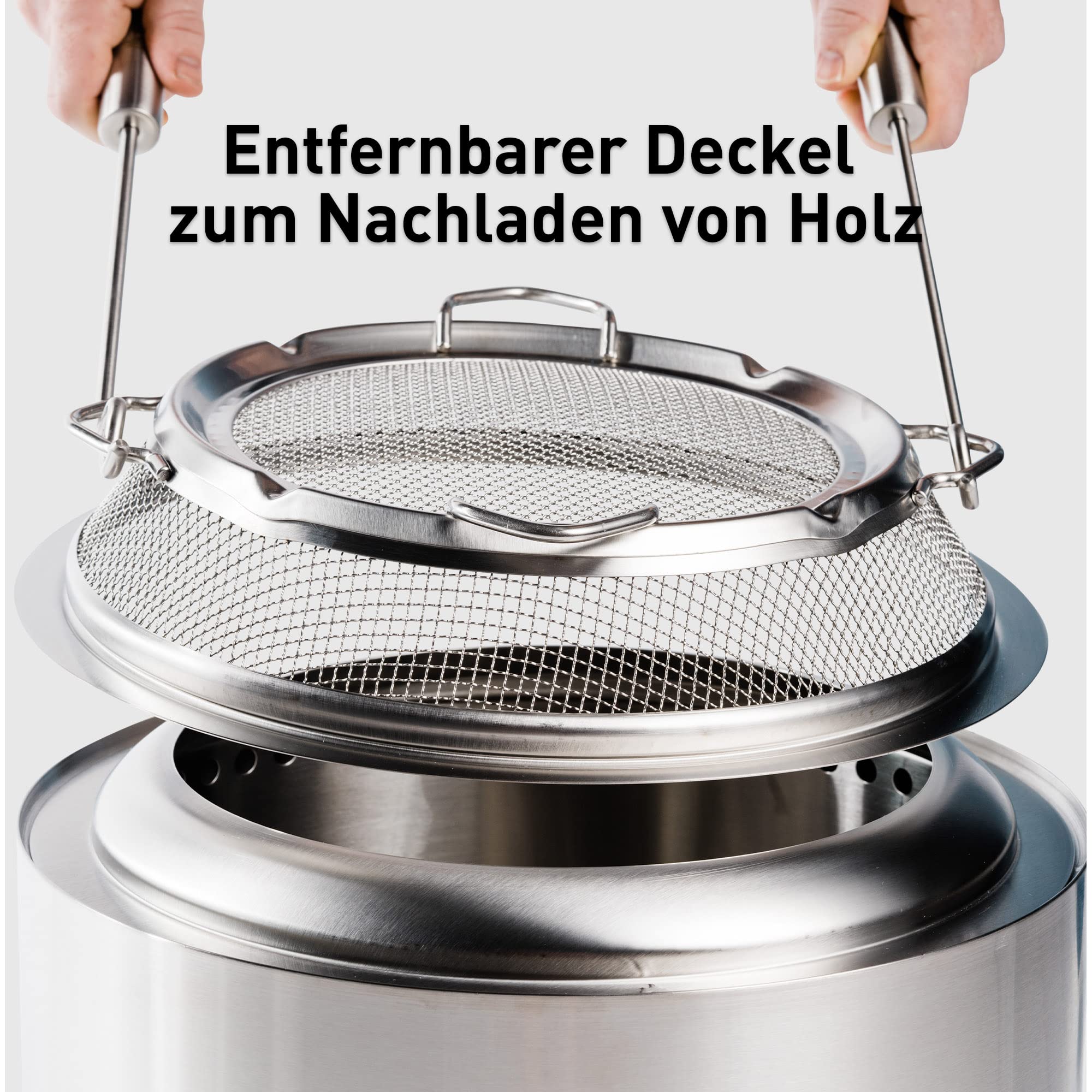 Solo Stove Funkenschutz für Bonfire Feuerschale I Feuerschalengitter, Funkenhaube, Feuerstelle Zubehör zum Schutz vor austretenden Funken, Inkl. 2 Heber, Edelstahl, Reduziert Verletzungsgefahr