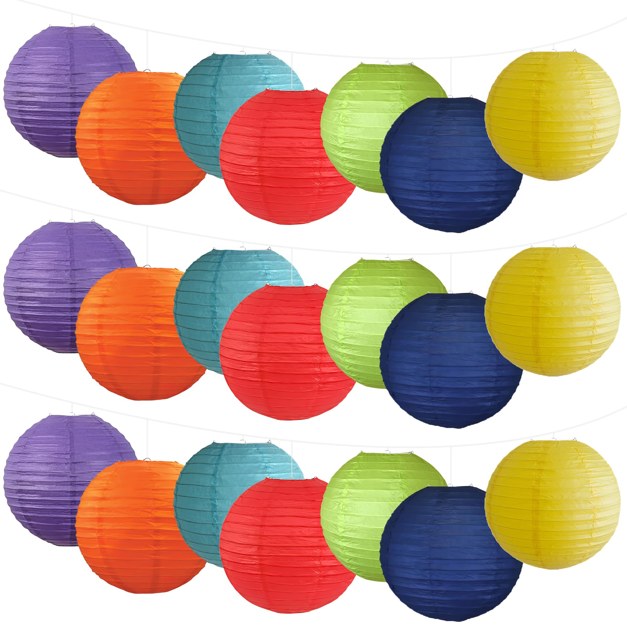 Colorful Paper Lanterns 21Pcs Paper Lanterns Party Decorations for Wedding Birthday Party Baby Shower Classroom Home Decoration Graduation Ceremony — image 1
