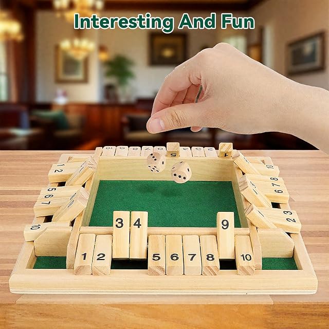 Foto 4 de 7 de CHUANFU Shut The Box, Juego de Mesa de Madera para 4 Jugadores con 8 Dados