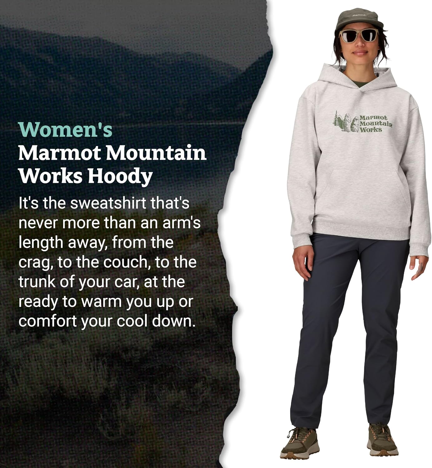 MARMOT Women's Marmot for Life Hoody - Hooded Sweatshirt with Screen Printed Graphic, Double-Layer Hood and Kangaroo Pocket