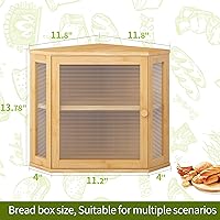 Vista 7 de BMOSU Panera de esquina para encimera de cocina, doble capa, caja de pan de madera de bambú, contenedor de almacenamiento de pan de gran capacidad