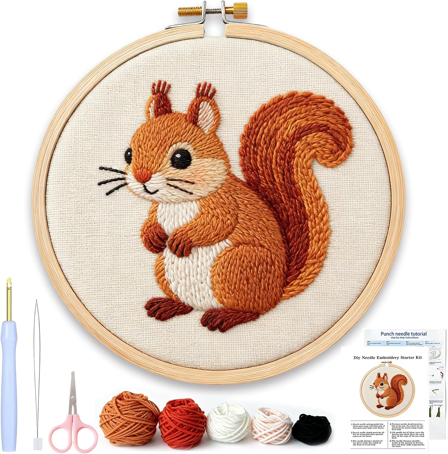 AohaiNova Punch Needle Kit for Adult Beginners,Punch Needling Set Squirrel