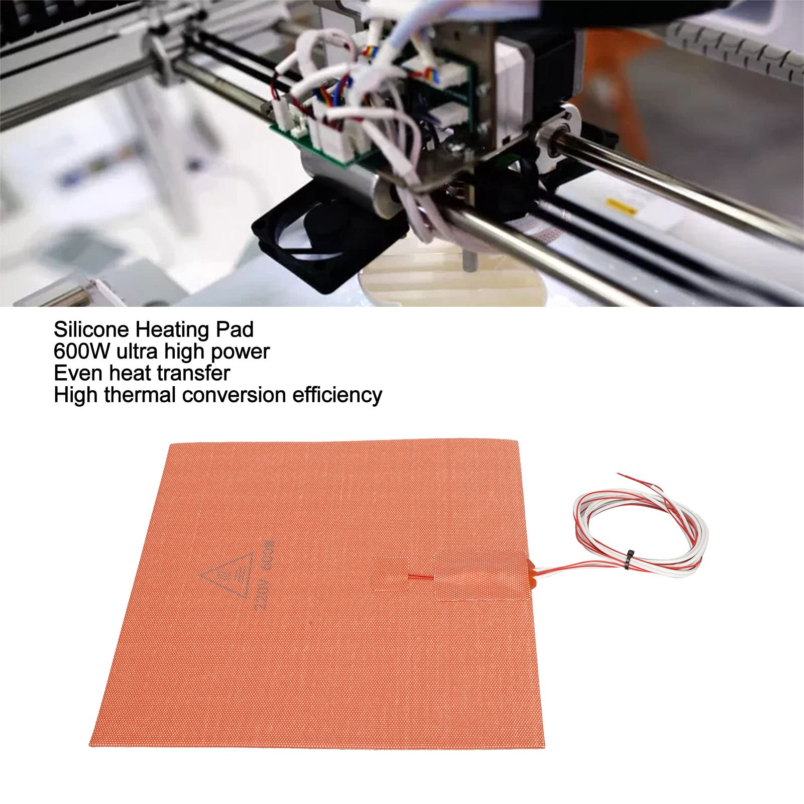 Almohadilla Térmica de Alta Temperatura, 220V 600w Cama Caliente de Silicona Accesorios de Impresora 3D Almohadilla Térmica de Silicona 280x280mm
