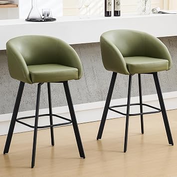 FIRAVOE Counter Height Bar Stools Set of 2, 30" PU Leather Swivel Bar Chair