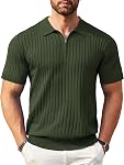 COOFANDY Polo zippée homme chemises manches courtes côtelées tricot Polo T chemises Mode Casual Golf chemises