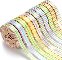 Vista 12 de LaRibbons Cinta de Satén de 3/8 Pulgadas 100 Yardas para Manualidades, 10 Yardas/Rollo 10 Rollos Paquete de Cinta de Satén Arcoíris de Doble Cara