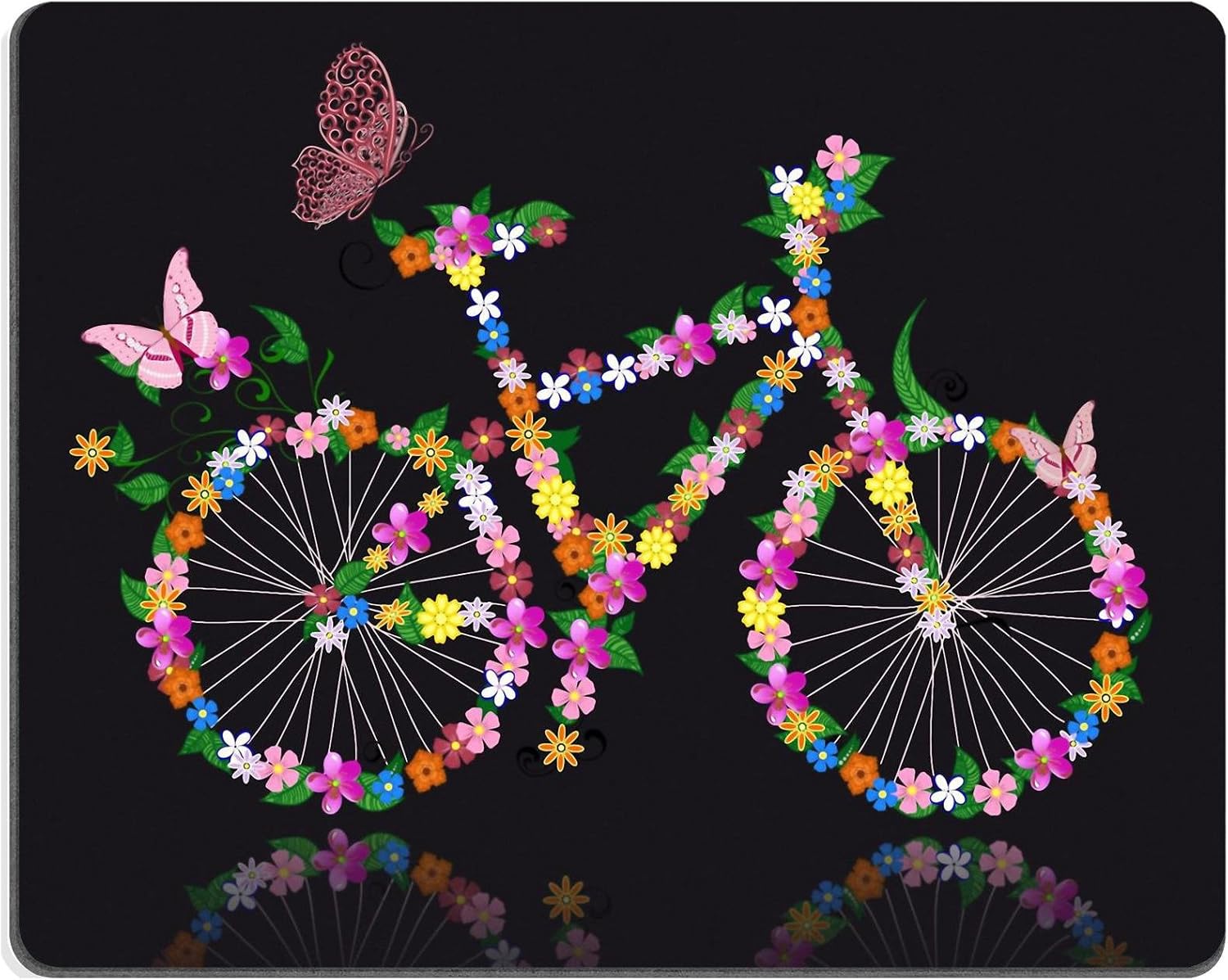 Natural Rubber Mouse Pad Bike with Flowers Image ID 10531915