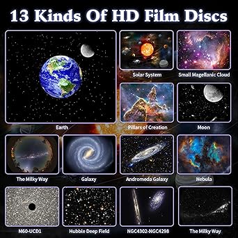 Galaxy Projector, 12 in 1 Planetarium Star Projector Realistic Starry Sky Night Light with Solar System Constellation Moon for Kids Adults Bedroom Ceiling Home Theater Living Room Decor