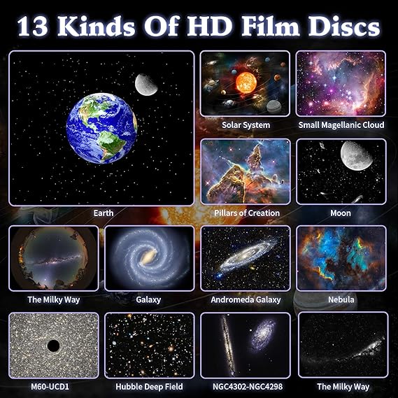 Galaxy Projector, 12 in 1 Planetarium Star Projector Realistic Starry Sky Night Light with Solar System Constellation Moon for Kids Adults Bedroom Ceiling Home Theater Living Room Decor