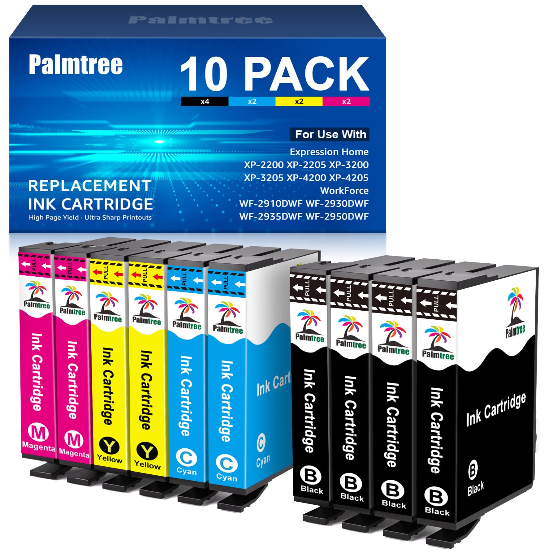 Palmtree Compatibili 604XL Cartucce di Inchiostro Sostitutive per Epson 604 XL per Epson XP 2200 WF 2930 per Expression Home XP-4200 XP-3200 XP-2205 Workforce WF-2910 WF-2930 WF-2930DWF WF-2950