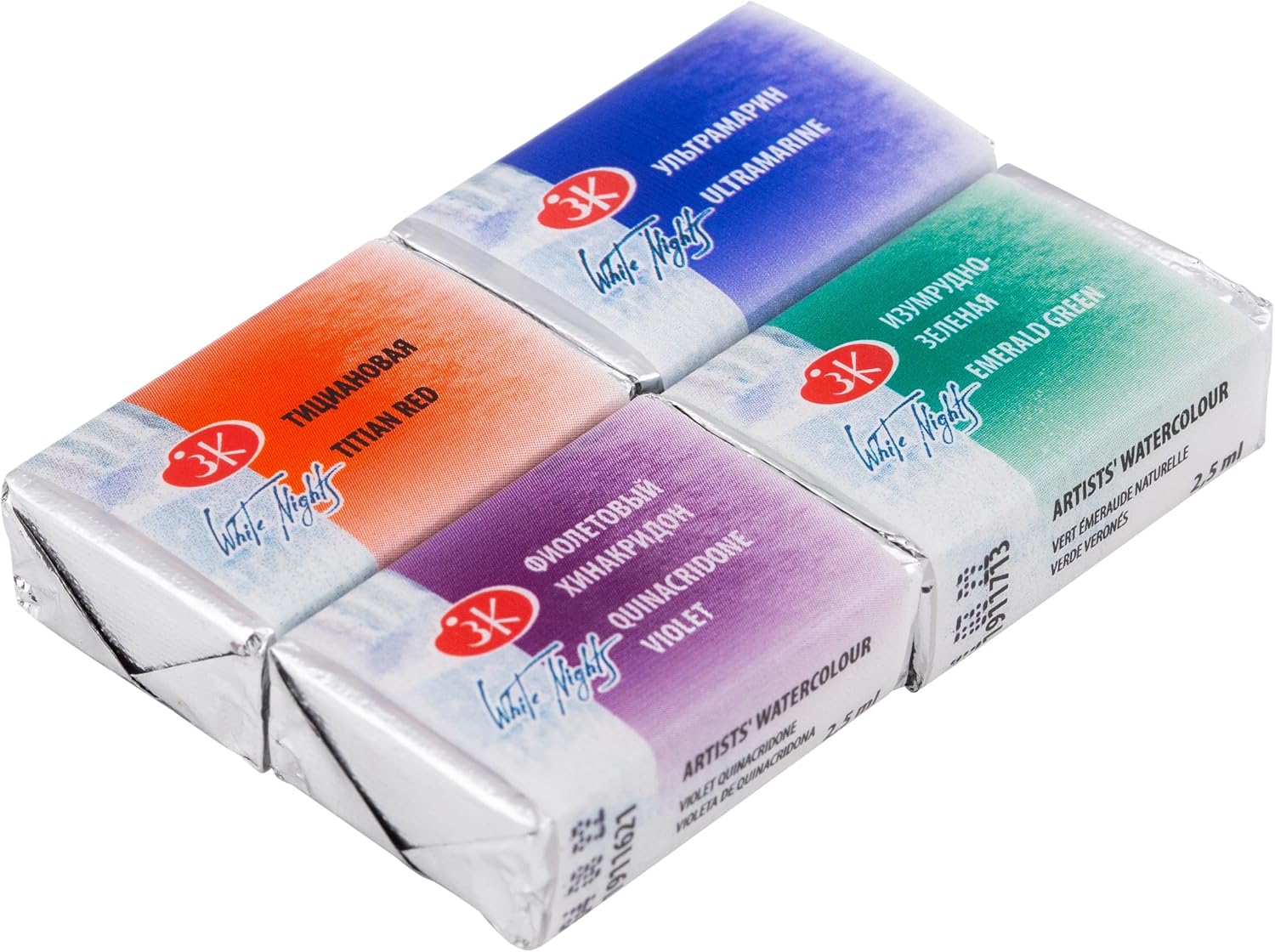 White Nights Extra Fine Artists Grade Professional Watercolors 4 Full Pans Mix Set by Nevskaya Palitra (Mix 3)