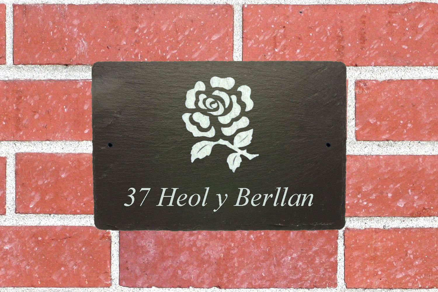 County Engraving Personalised Rectangular Slate Outdoor House Home Sign Plaque Laser Engraved - Enter Your Own Custom Text (Rose)