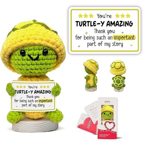 Gossby Regalo de agradecimiento para mujeres, hecho a mano, tortuga positiva a ganchillo, gracias por ser una parte importante, agradecimiento