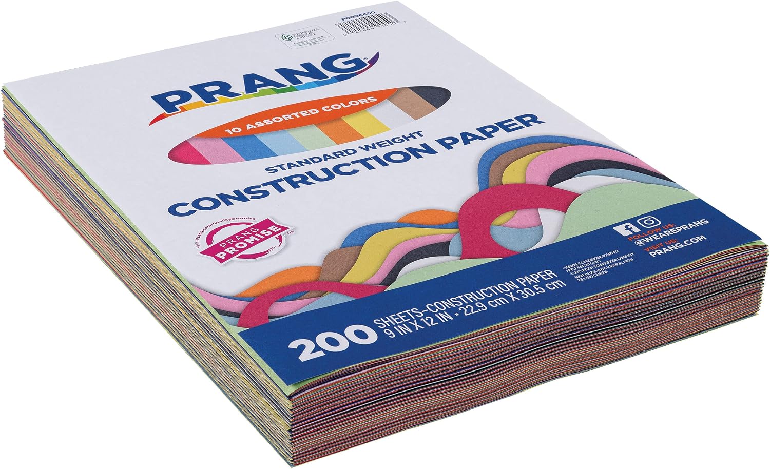 Prang (Formerly Art Street) Standard Weight Construction Paper, 10 Assorted Colors, 9" x 12", 200 Sheets