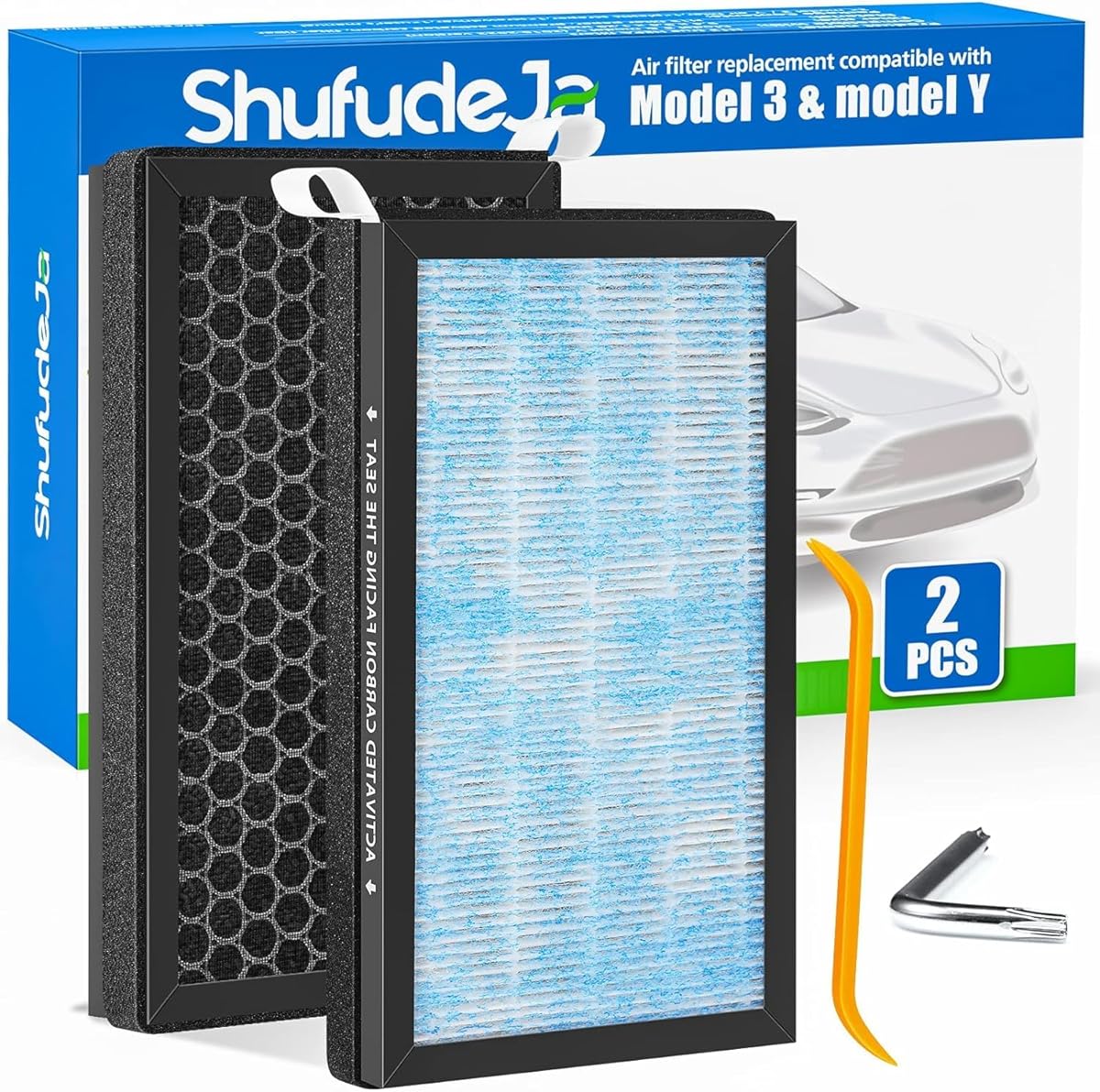 Model 3 Air Filter for Tesla, Air Conditional Replacement Cabin Air Filter Compatible with Tesla Model 3 & Model Y Accessories (2 Pack)