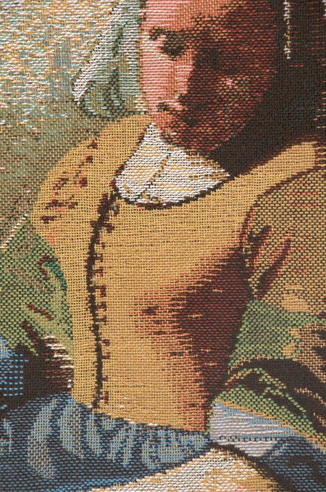 The Servant Girl Belgian Woven Cushion Cover - 16x16" Hand Finished Square Pillow for Living Room - Tapestry Cushion for Indoor - Bedroom Decorative Pillow Covers - Cushion Cover for Sofa Bed & Couch