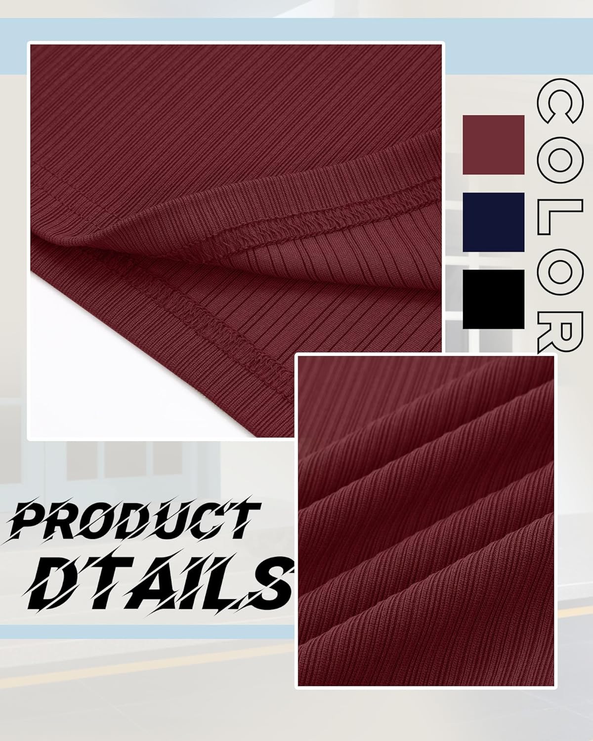 Huukeay 3 Pack Men's T-Shirts Crewneck Short Sleeve Shirts Ribbed Knit Tees Dressy Casual Tops - Image 5