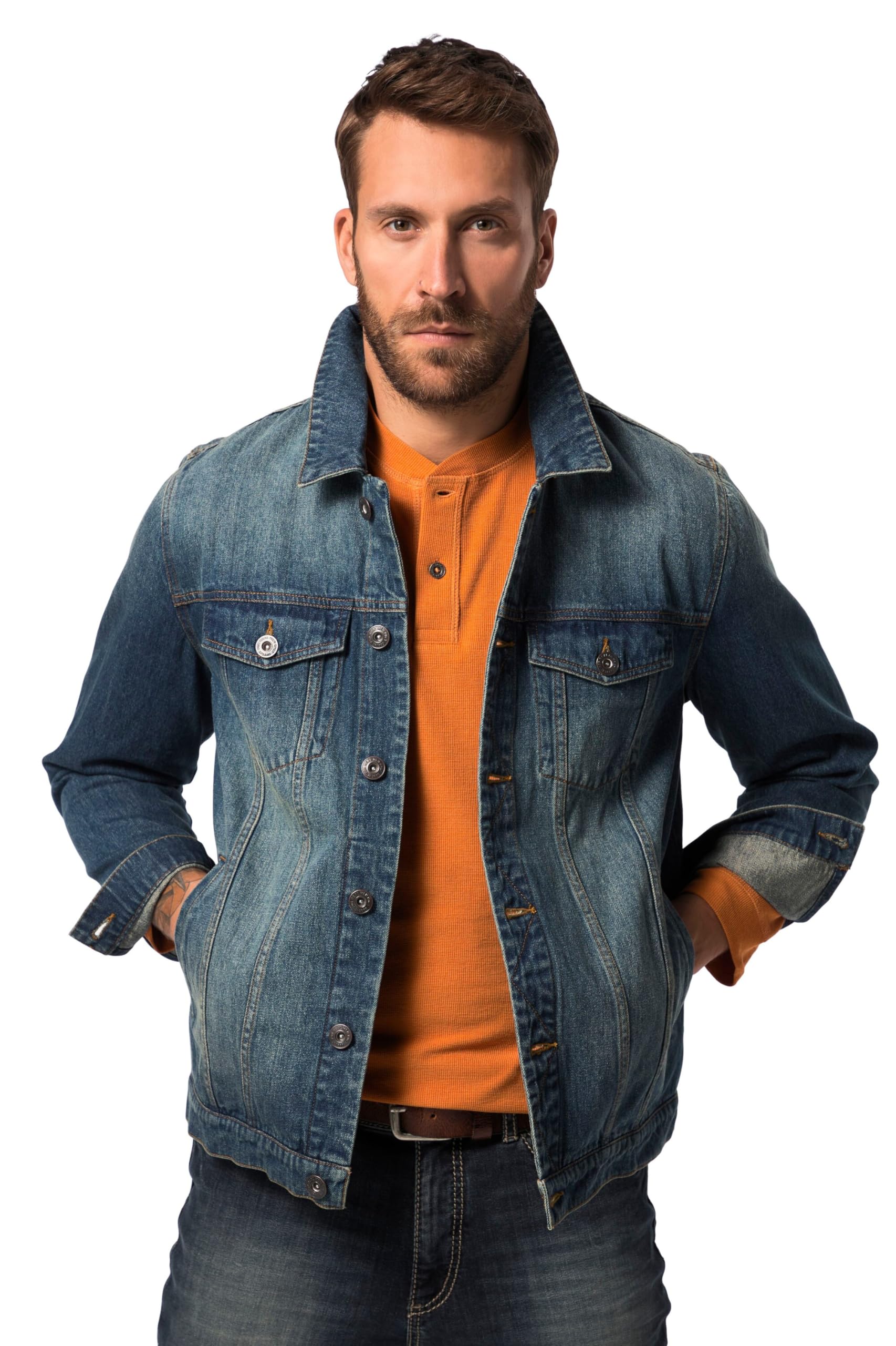 JP 1880 Herren große Größen Übergrößen Menswear L-8XL Jeansjacke, Brusttaschen, Knopfleiste 826234