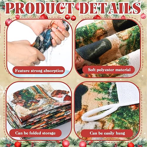 Miniatura 5 de 8 paños de cocina de Navidad, paños de cocina de Navidad, paños de té retro, decoración de baño para fiesta de Navidad, decoración del hogar, baño,