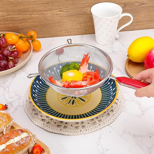 Miniatura 7 de 3 coladores de malla fina de acero inoxidable para cocina, tamiz fino de metal multiusos con asa, perfecto para alimentos, arroz, quinua