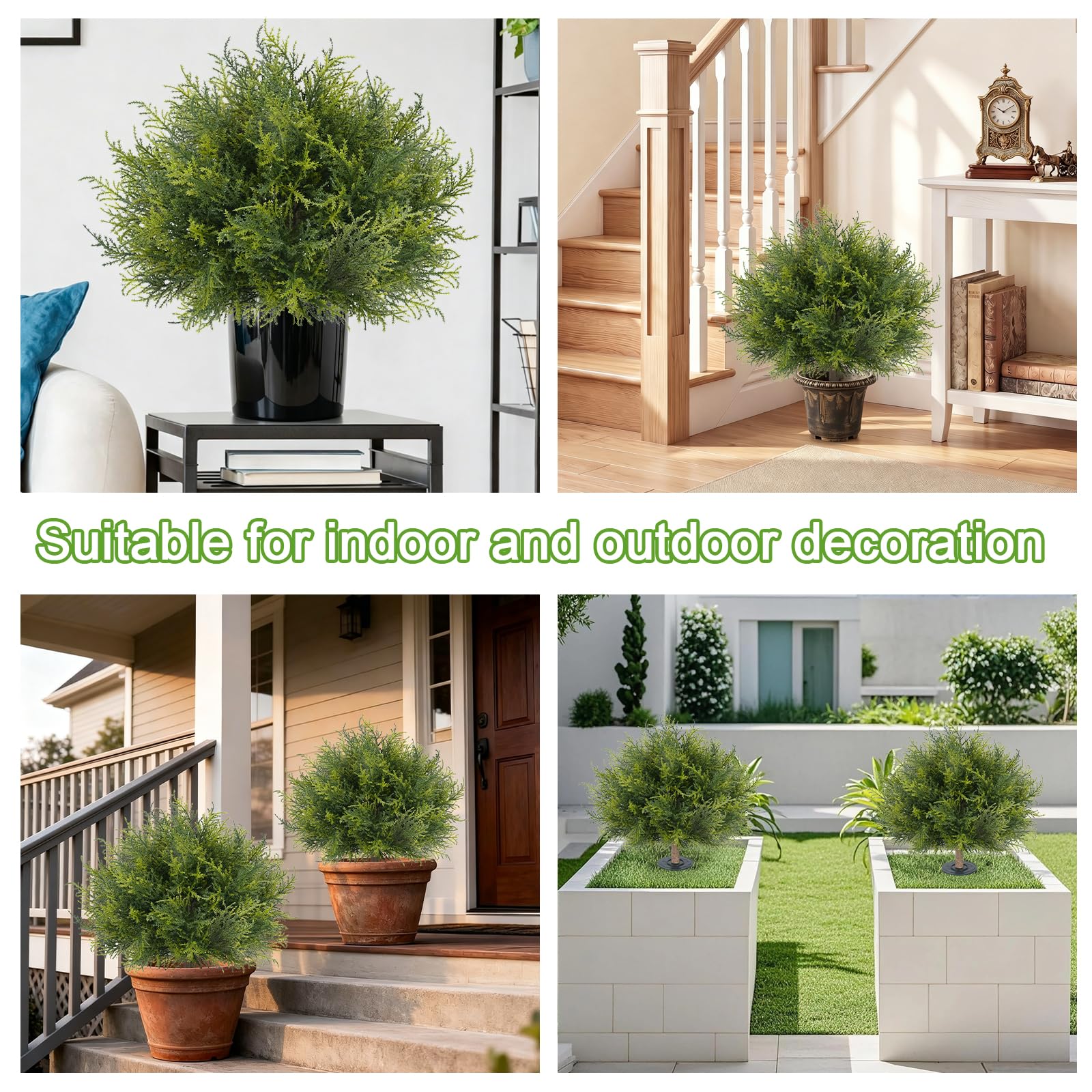 2 Pièces Cyprès Artificiel Extérieur 60 cm Boule de Buis Artificiel | Topiaire Artificielle avec Piquet Ø40 cm Fausses Plantes Artificielles Anti UV Arbustes Artificiels Déco Jardin Porche Balcon