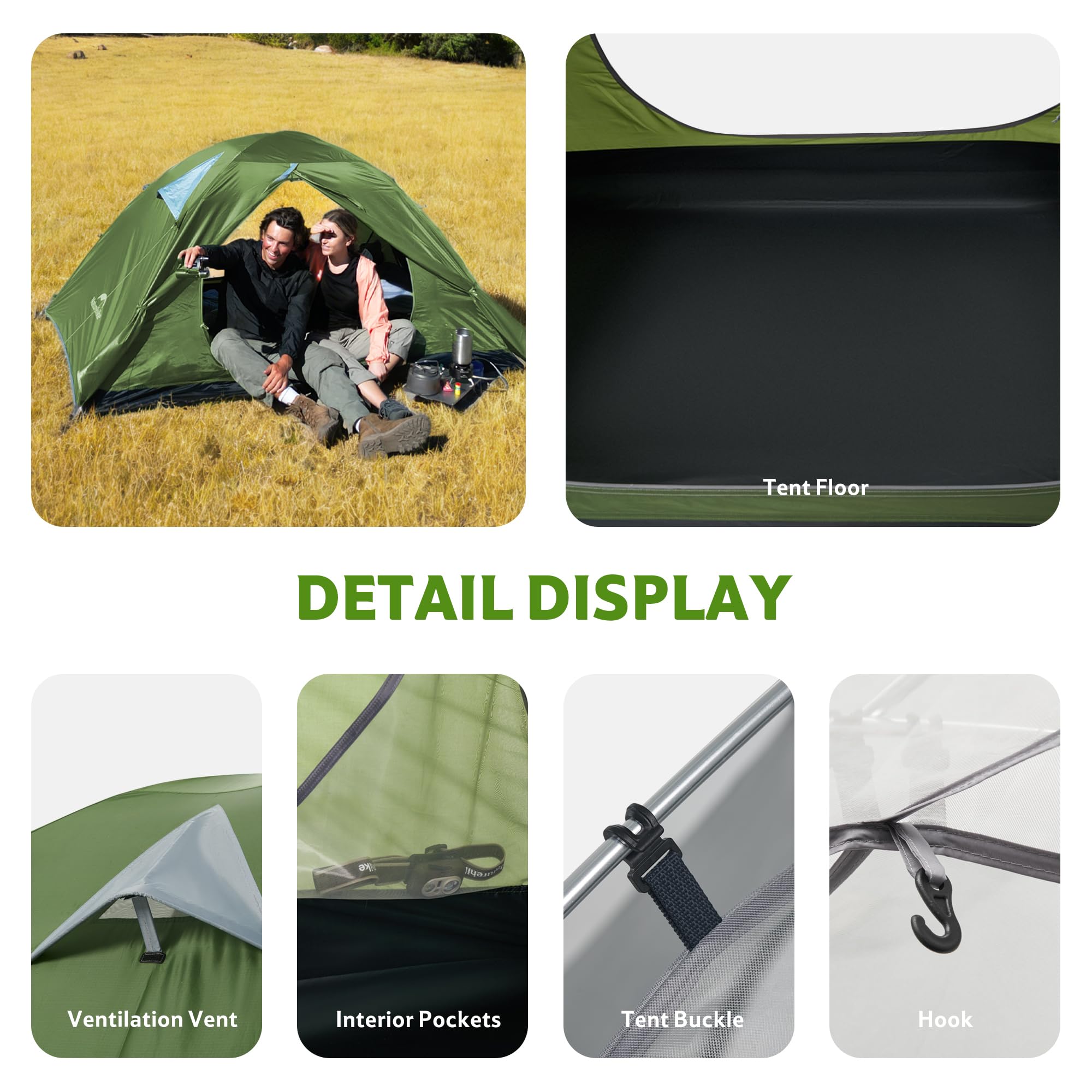 Naturehike Bleik Tente de camping légère imperméable double couche pour randonnée et trekking