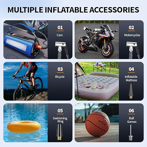 Miniatura 5 de Arrancador de emergencia con compresor de aire, arrancador de batería de coche de 2500A, kit de cables de puente reforzador de coche de 12V,