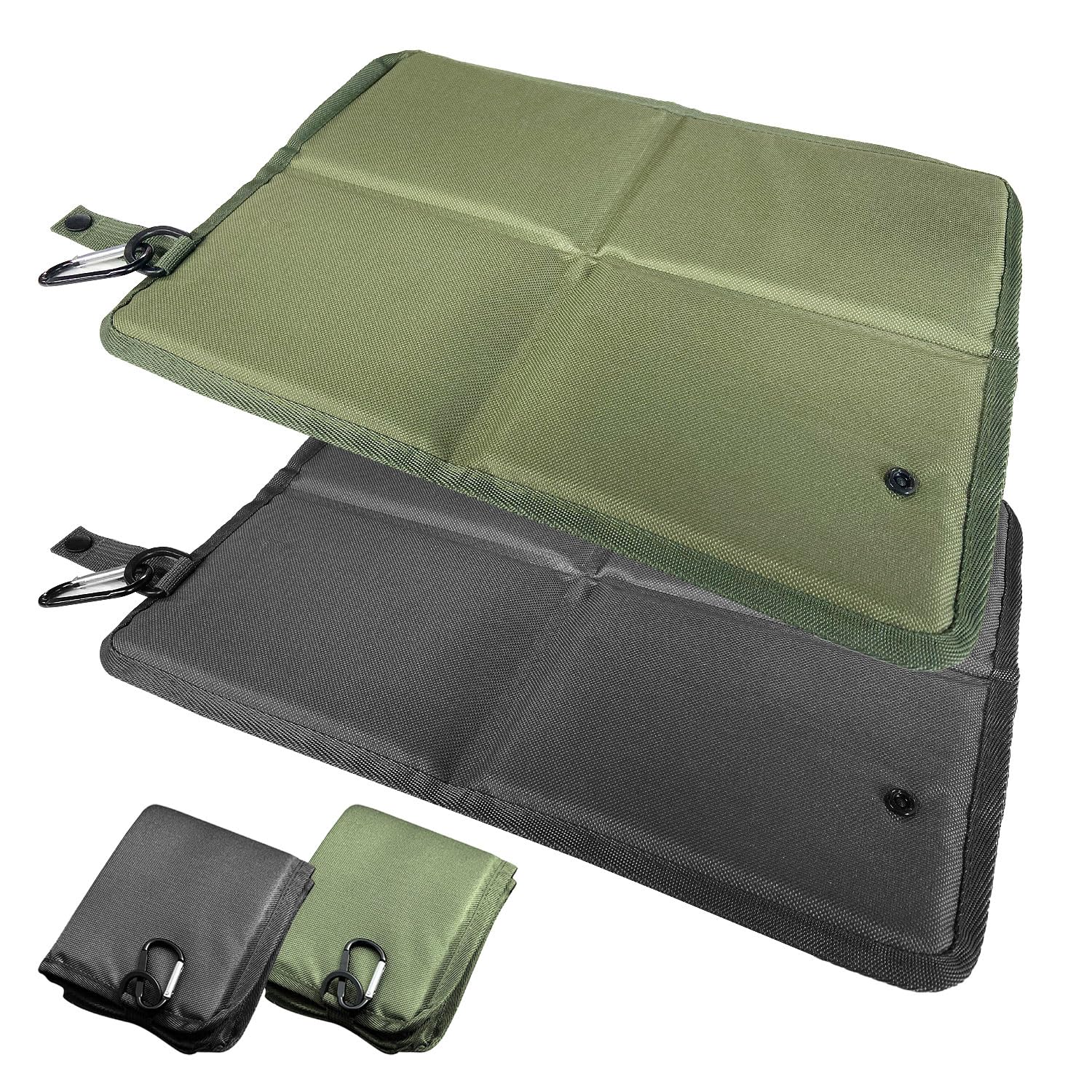 Set de 2 Esterilla Plegable para Exterior Tejido Oxford Reforzado Camping Portátil 88g con Mosquetón y Hebilla