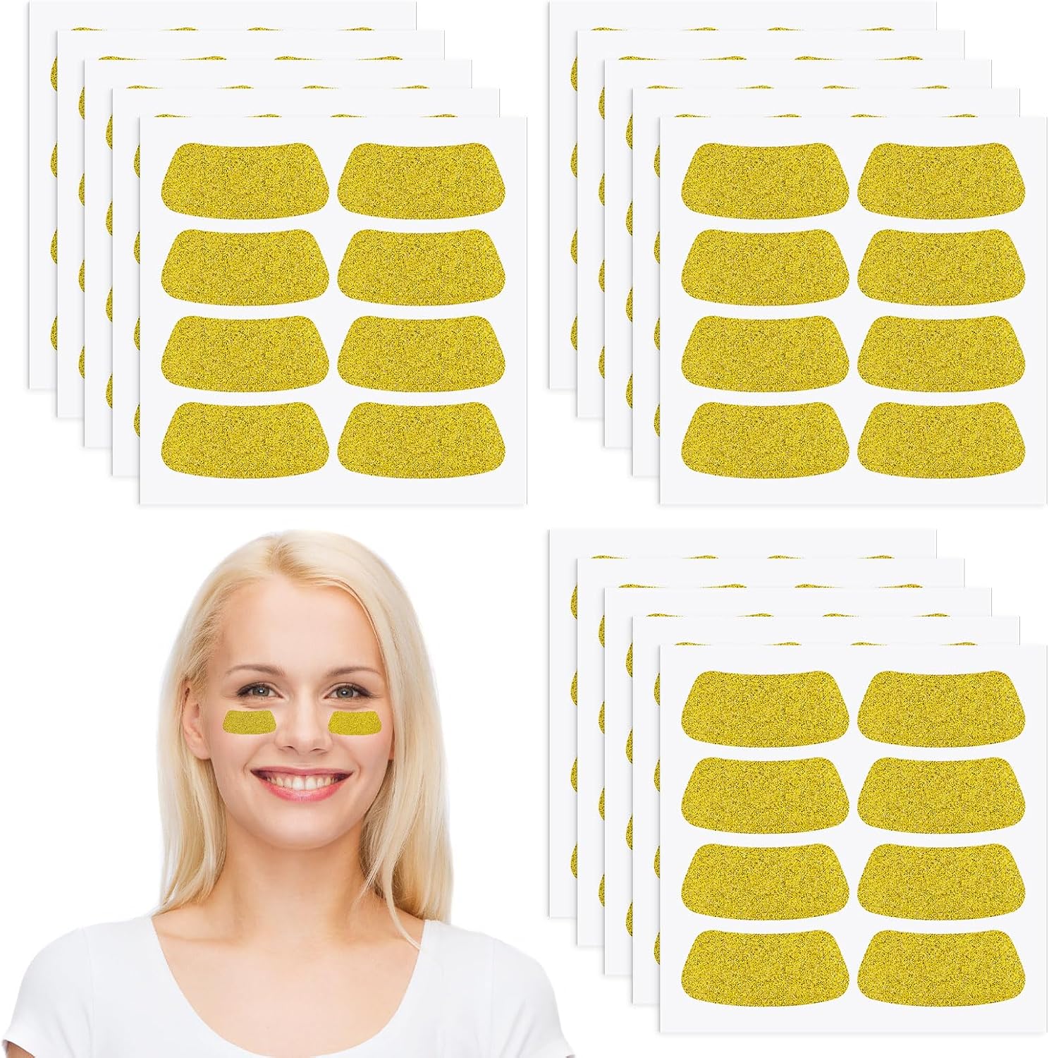 Cholemy 120 Pairs Eye Black Stickers Bulk Baseball Glitter Stickers Football Softball Party Favor Spirit Day Accessories(Glitter,Gold)