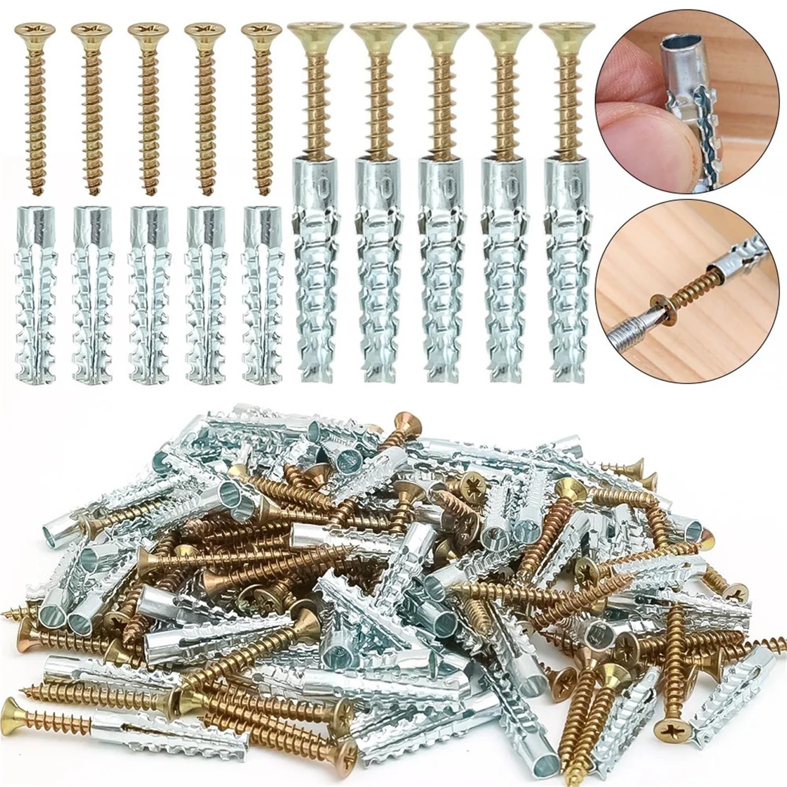 Pernos De Expansión 10/50 juegos de tubo expansión Metal espinoso dentado, anclaje pared acero, tornillo autorroscante, sujetadores hormigón(03,50PCS)